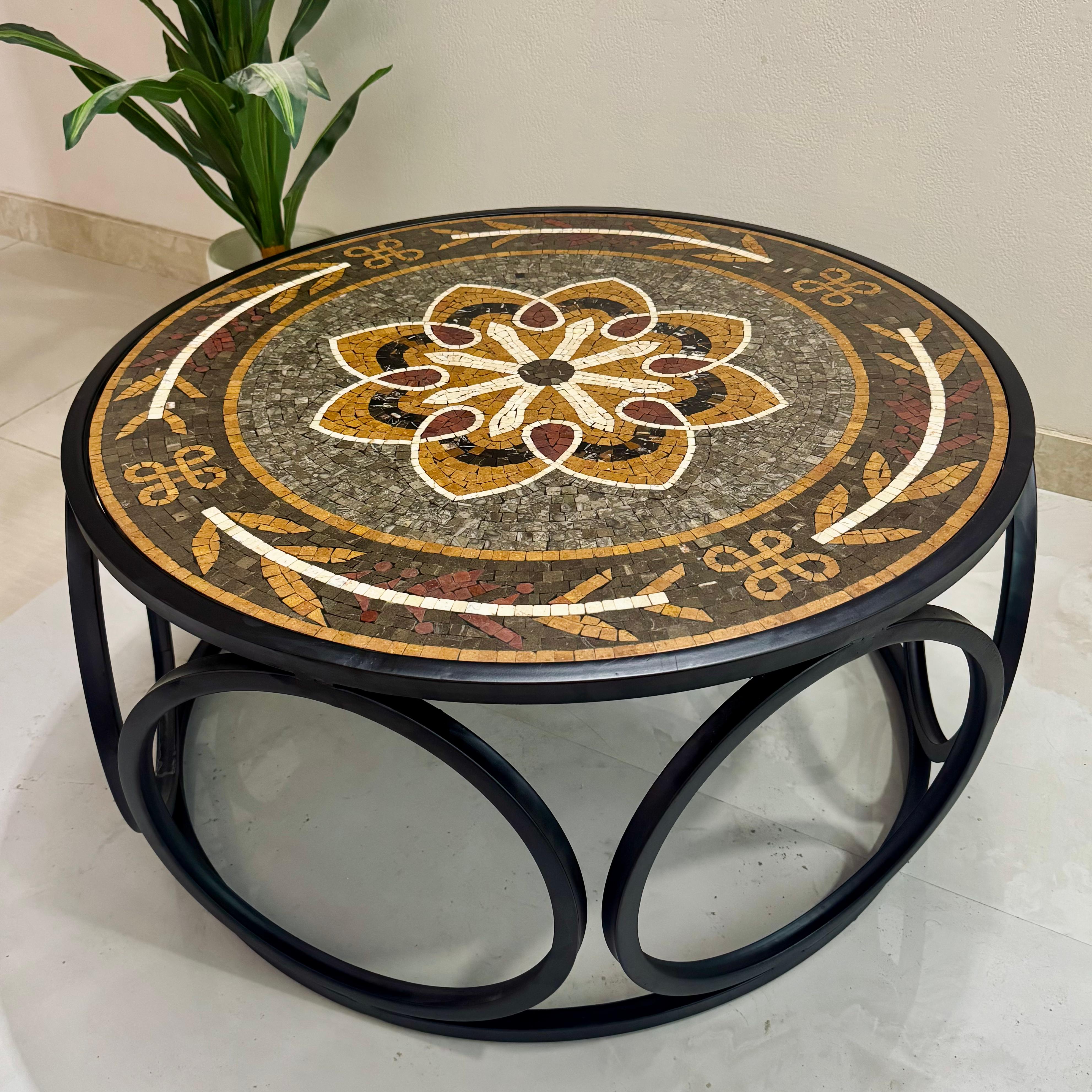 The Artisan’s Signature Ancient Petals Stones Center Table With a Hint of Sophistication